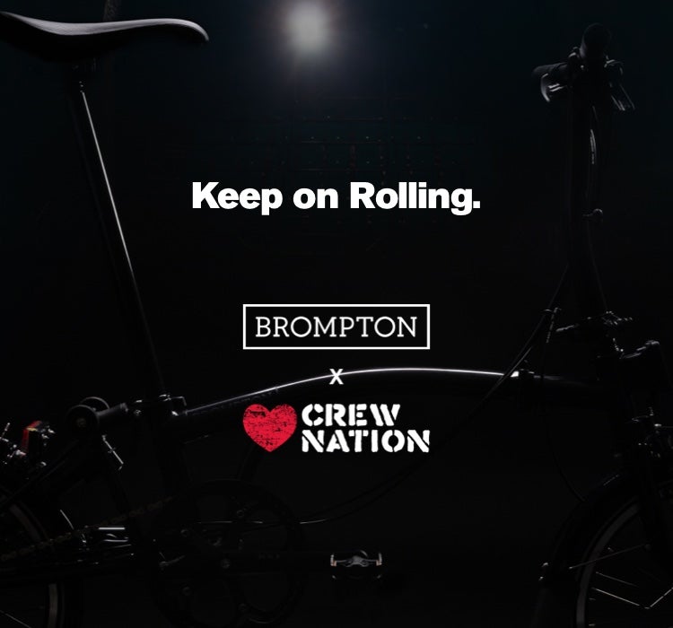 A black graphic image of Brompton x Crew Nation