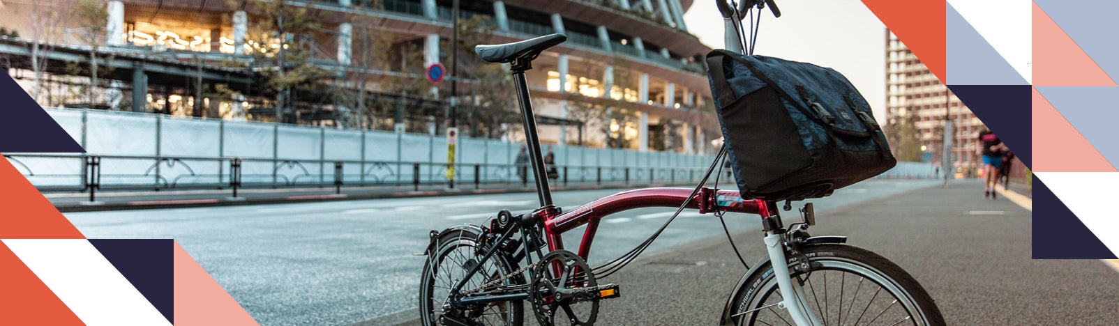 The Brompton x Team GB bike in front of the Olympic stadium